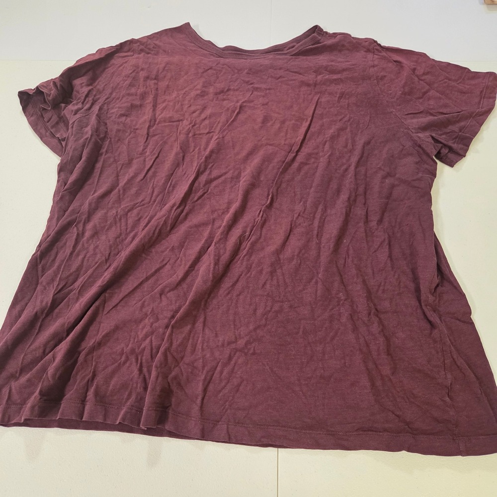 Ava & Viv Womens Plus Size 3X Burgundy Short Sleeve Crew Neck Basic T-Shirt